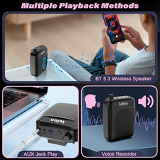 Wireless Voice Amplifier Lavalier Microphone Portable Rechargeable Clip on Lapel