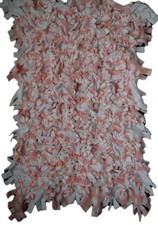 White and Pink Polka Dot Handmade Knotted Tie Pet Blanket 36 x 25 in