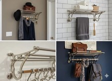 French Rack Luggage Train Wall Mounted Rack luxury Coatrack Silver Hat Rack