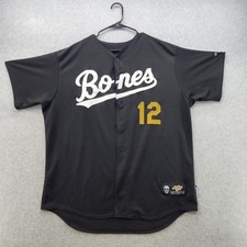 Bones Baseball Jersey Shirt Mens XL Black Gold Custom Cool Base All Star Team 12