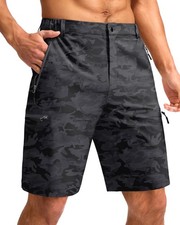 Mens Hiking Cargo Shorts with 4 Zipper Pockets 9" Quick Dry Lightweight Casua...
