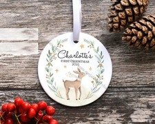 Personalised Baby's First Christmas Ornament, New Baby Ceramic Keepsake, Firs...