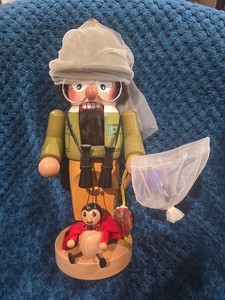 Vintage Steinbach Nutcracker Bug Collector W/Bug Net, Specimens & Ladybug