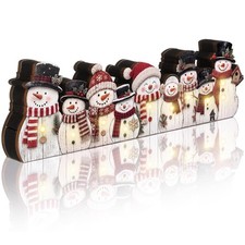 Yousoontic Snowman Christmas Decorations, Light up Rustic Wood Indoor Decor