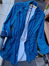 Gina Laura tolle Long-Velvet-Blusen-Jacke petrol Gr XL- XXL