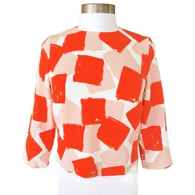 L.K. Bennett Nadine Textured Overlay Top Size Tomato Crop