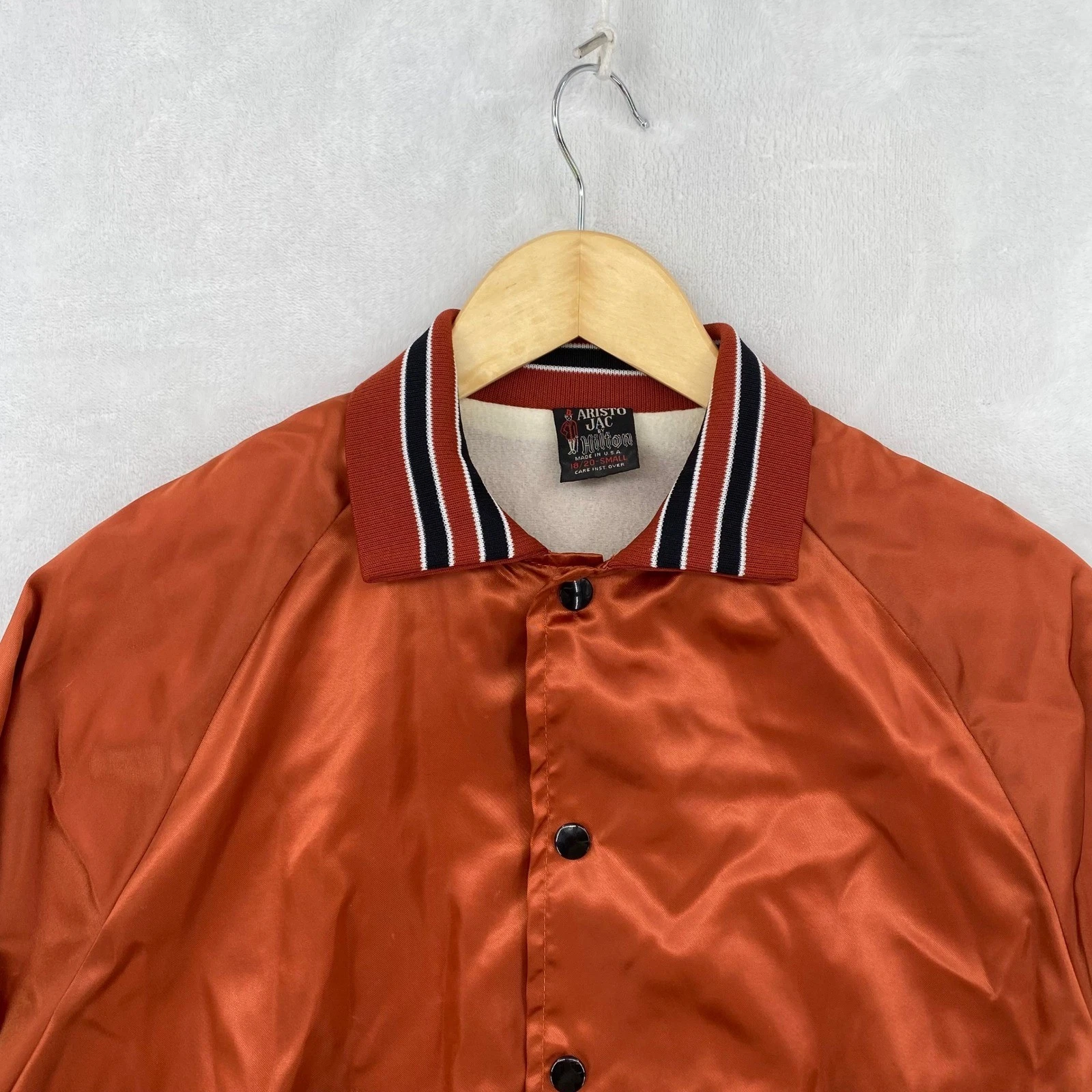 Aristo Jac Harry Chapin Satin Bomber Jacket Taxi Lies Legends Orange Size S image 3