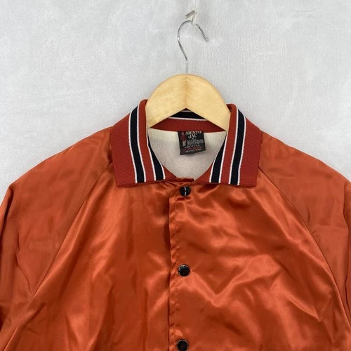 Aristo Jac Harry Chapin Satin Bomber Jacket Taxi Lies Legends Orange Size S image 3