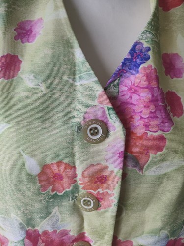 Bianca Blazer Size 14 Womens Green Floral Short Sleeve Vintage Casual Summer - Picture 4 of 10