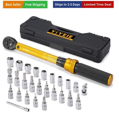 1/4 Inch Drive Bike Torque Wrench, 1-25 Nm 10-222.5 in.lb, 27 PCS Click Bicyc...