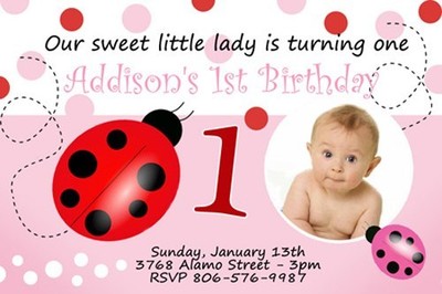 lady bug birthday party invitation 1st pink dots c3 invite ladybug 9 designs ebay pink ladybug invitations