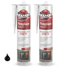 Kraken Bond Fireplace Sealant Heat Resistant Caulk, 10.1oz 2 Pack – Black