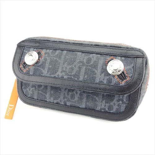 Sac pochette Dior trotteur marine orange femme authentique d'occasion T7320
