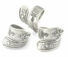 Spoon Wrap Ring Flower Patterned Adjustable Antique silver plated Brass 7US 4071