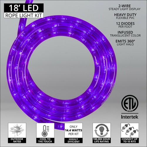 18 ft Heavy Duty LED Rope Light Kits Connectable Indoor Outdoor Tube Lights - Picture 17 of 44