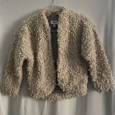 Old Navy Jacket Girls Medium 8 Beige Faux Fur Fashion Winter Coat Soft Puffy New