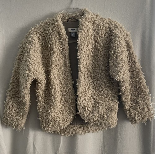 Old Navy Jacket Girls Medium 8 Beige Faux Fur Fashion Winter Coat Soft Puffy New