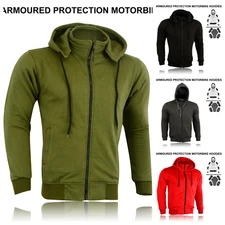 Motorbike Safety Protection CE Armoured Fleece Hoodie Jacket Zip Pockets Summer