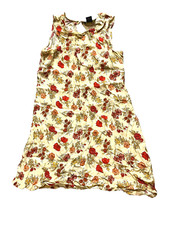 Metropolitan New York Dress Womens 12 Extra Large Beige AOP Floral Boho Hippie