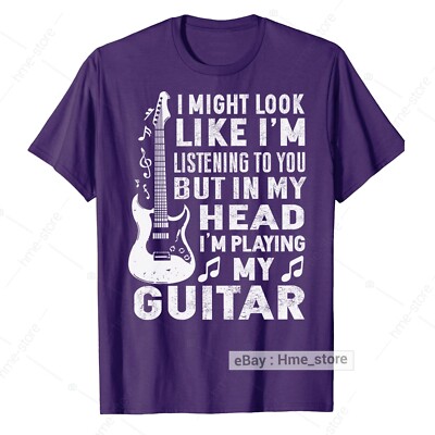 T-shirt Homme "In My Head I'm Guitars" - Motif Guitariste/musicien - 100% Coton, Neuf Avec étiquette (Dressdown)