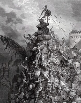 Incredible 1800s Gustave DORE SIGNED Woodcut Bizerte's Enemies