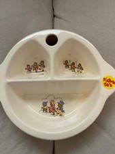 Vintage EXCELLO Divided Warming Ceramic Baby Feeding Dish Three Bears Designs