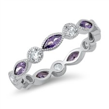Amethyst Eternity Band .925 Sterling Silver Ring Sizes 5-10 NEW