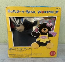 Build A Bear Make Play Kit Cheerleader Black Bear Plush 7" Skirt Top Shoes 2010