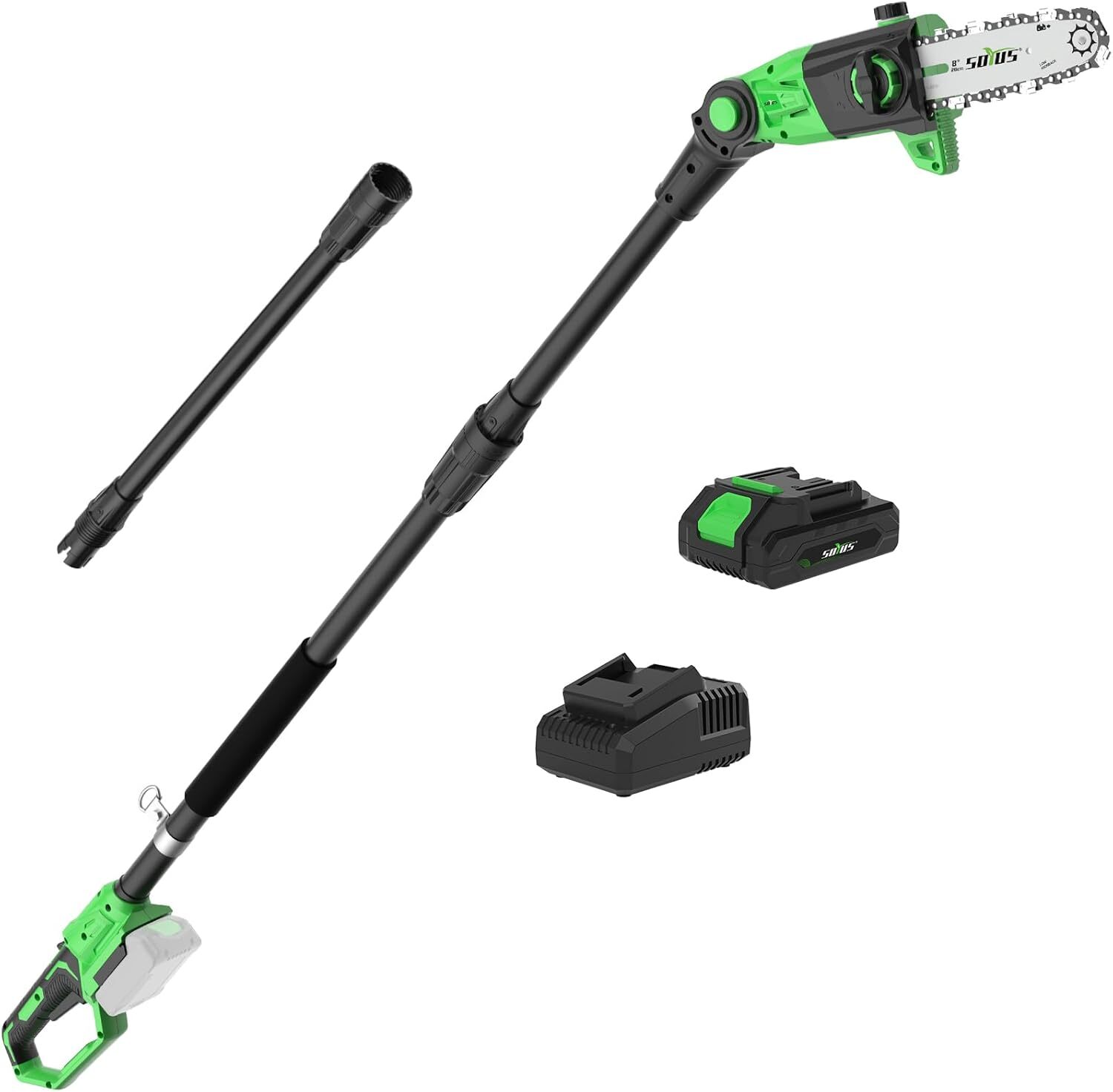 SOYUS Pole Saw 8-Inch Cordless, 15-Foot Max Reach Electric Pole Saw for Tree
