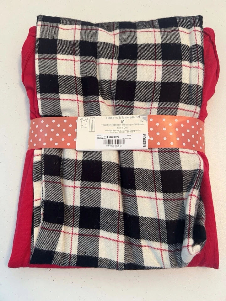 НОВЫЙ FLIRTITUDE ЖЕНЩИН БАК И ЛЕГГИНСЫ LOUNGE СНА КОМПЛЕКТ РАЗМЕР M КРАСНЫЙ И КЛЕТКУ RET$38 - Изображение 2 из 4