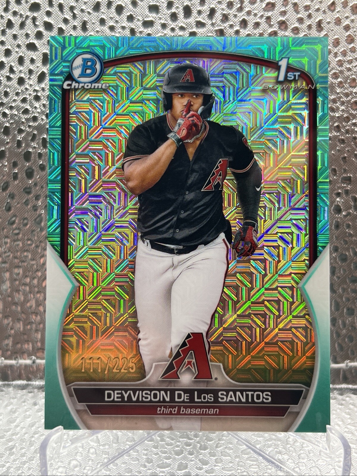 2023 Bowman Chrome Deyvison De Los Santos 1st Bowman Aqua Mojo Refractor /225