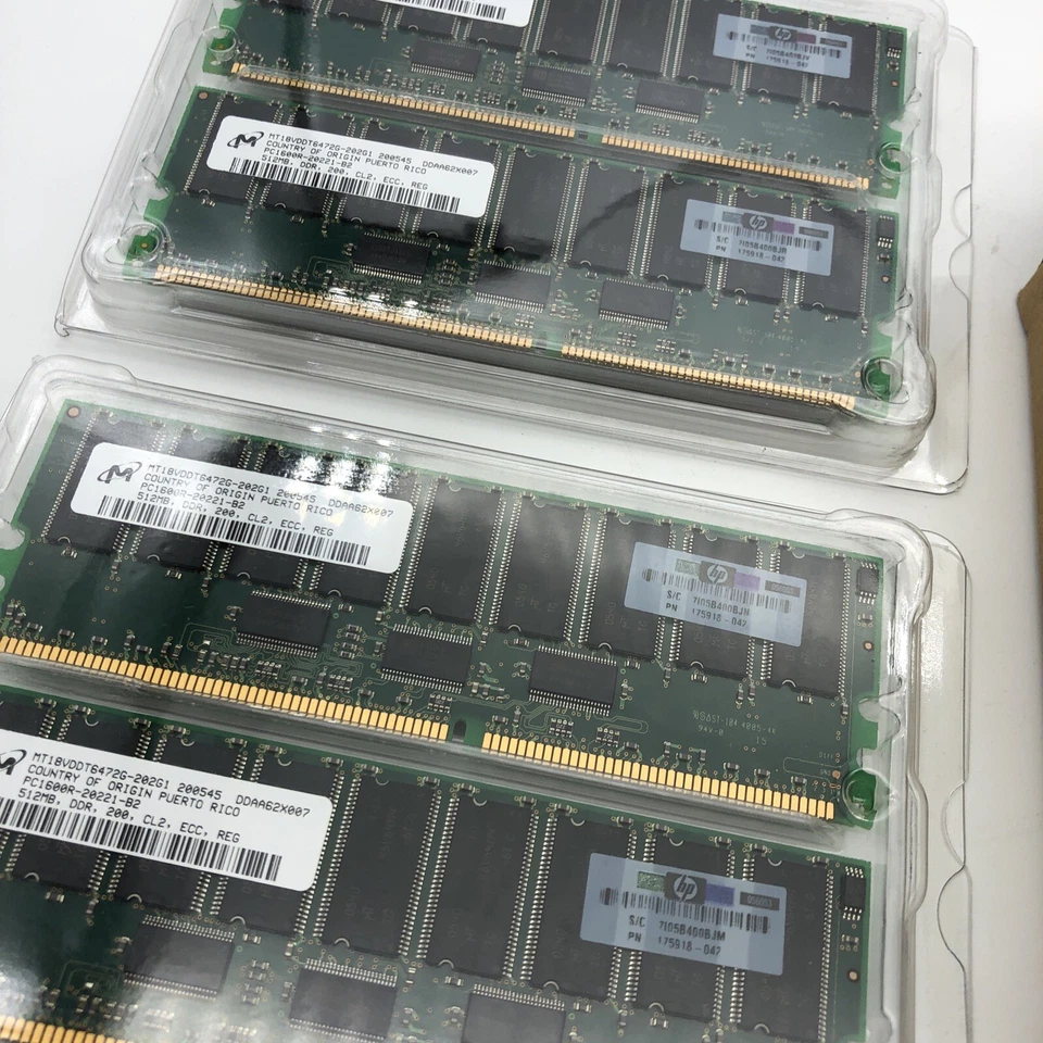 NEW HP 2GB DDR PC1600 ECC CL2 Memory Kit # 202171-B21 Compaq Server 4x512mb - Image 3 of 4