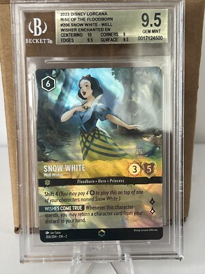 lorcana rise of the floodborn top cards 2023 Disney Lorcana Rise of the Floodborn Snow White Enchanted #206 BGS 9.5