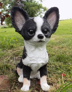 Long Haired Chihuahua Dog Garden Ornament Puppy Figure