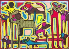 Original Drawing / Painting by Jay Snelling. Outsider Art Brut. The Pip Squeaks