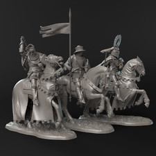 Charge of Medieval Cavalry Knights Kit Unassembled UNPAINTED Resin 1:24 75mm