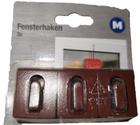 Fensterhaken Zum EinhäNgen 32X27 17 Mm Falz 3 StüCk Braun Metall Dekohaken
