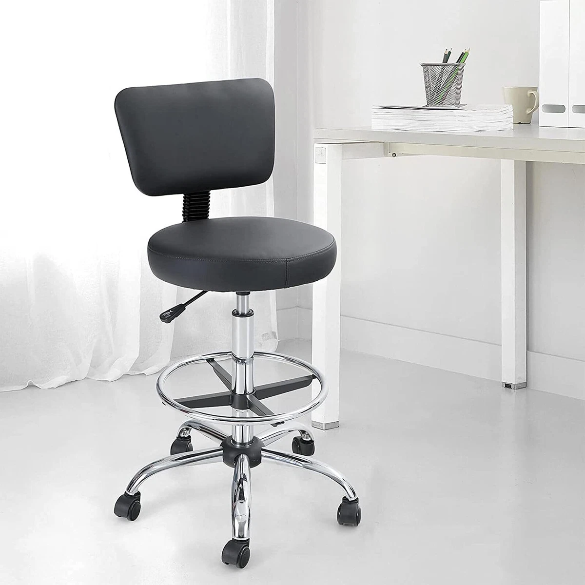 Medical Stool with Back Cushion Gray - Boss Office Products