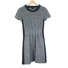 Madewell Parkline Dress Pleated Short Sleeves Pockets Crew Neck Marled Gray Sz 2