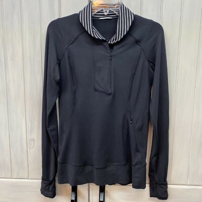 Lululemon Womens Think Fast Pullover Black White Parallel Stripe