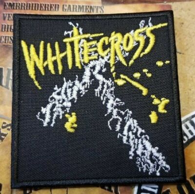 EMBROIDERED WHITE CROSS HEAVY METAL BAND PATCH (Please Read Ad)