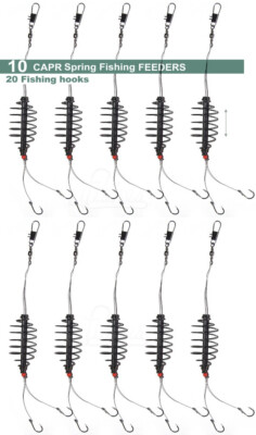 10pcs Fishing Spring Carp Feeder 5g Karpfenangeln Hook Rig #6 Coarse Bait Tackle