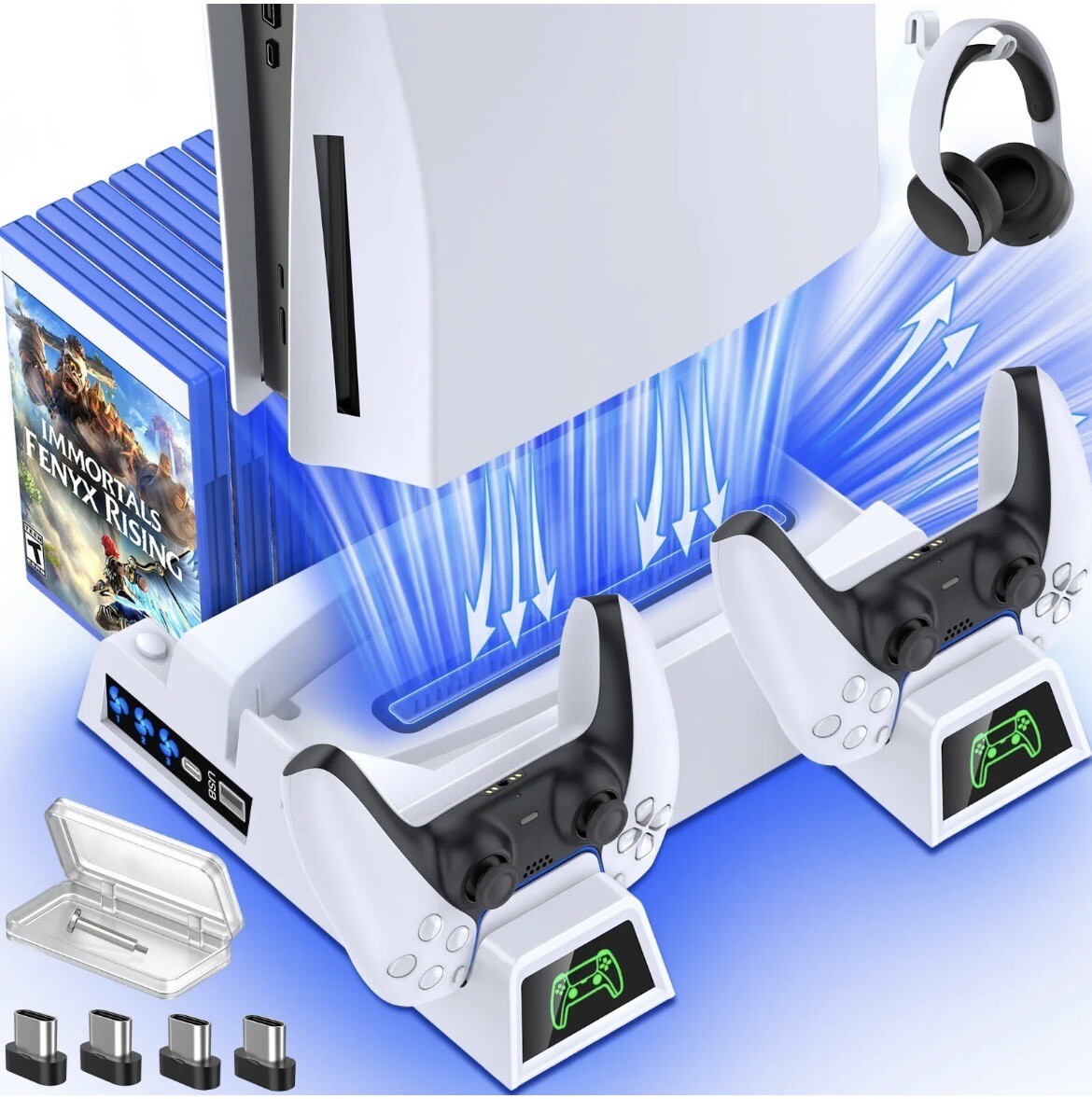 PS5 Controller Charger Station Vertical Cooling Fan Stand For Sony Playstation 5-image