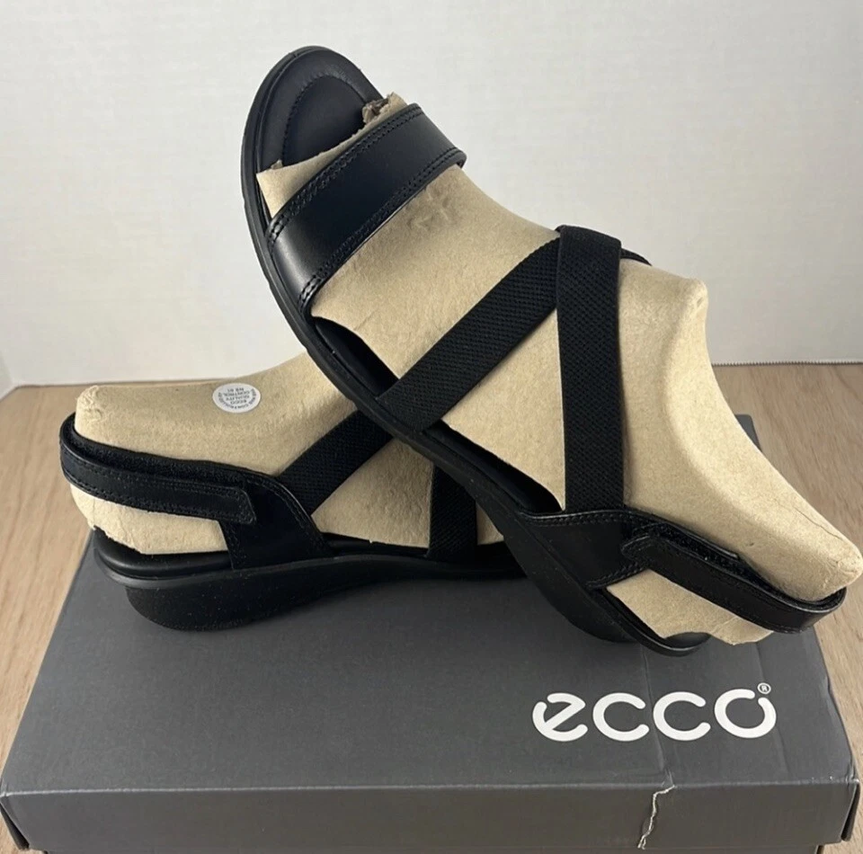 Ecco Felicia Sandal Leather Women s Color Black 10 10.5 Cute Straps Comfort NWB