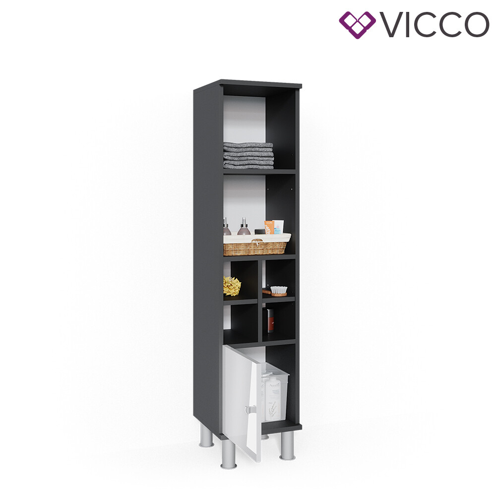 Vicco Armoire haute Anthracite Haute brillance 60cm, R-Line | Armoire
