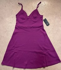 NWT   Wild Fable Women's Knitted Ribbed Sleeveless Skater Dress Medium   Purple