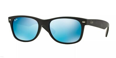Ray-Ban New Wayfarer Flash Black/Blue Mirror 55mm Sunglasses RB2132 622/17 55-18