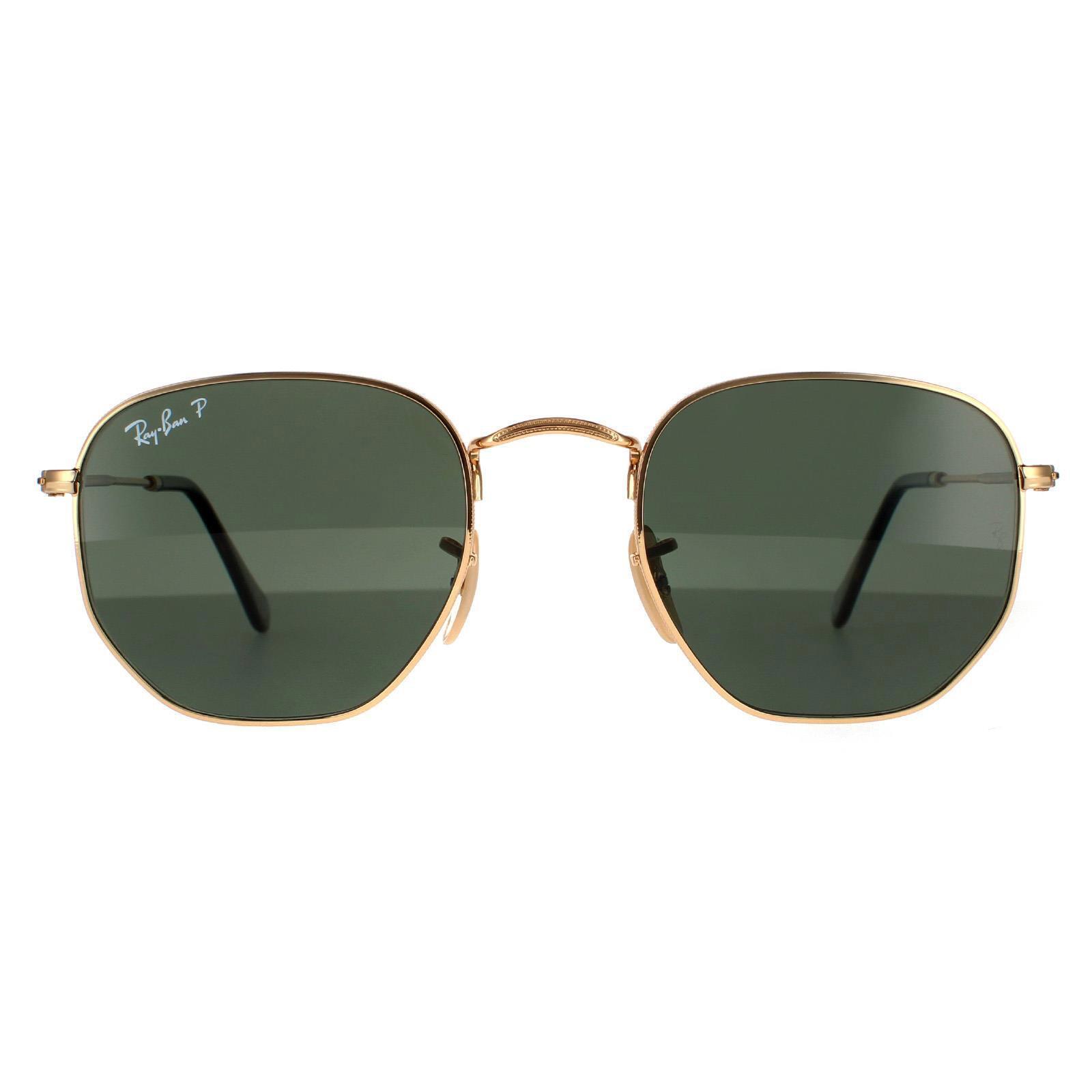 Ray-Ban Sunglasses Hexagonal RB3548N 001/58 Gold G-15 Green Polarized