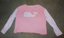 Vineyard Vines Girls Long Sleeve Boxy Whale Patch Tee - Size S 8-10 - EUC
