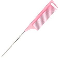 LLTGMV 9.3'' Rat Tail Comb for Hair Stylist, Parting Combs 1pcs, pink